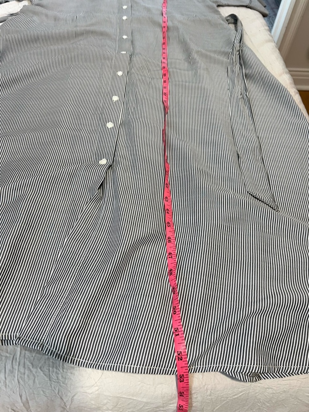 Max Studio Pin Stripe Button Down Shirt Dress Tie Waist Gray White SZ XL NWT - Picture 9 of 9
